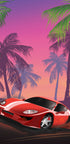 Red Sports Car Sunset - Posterbox