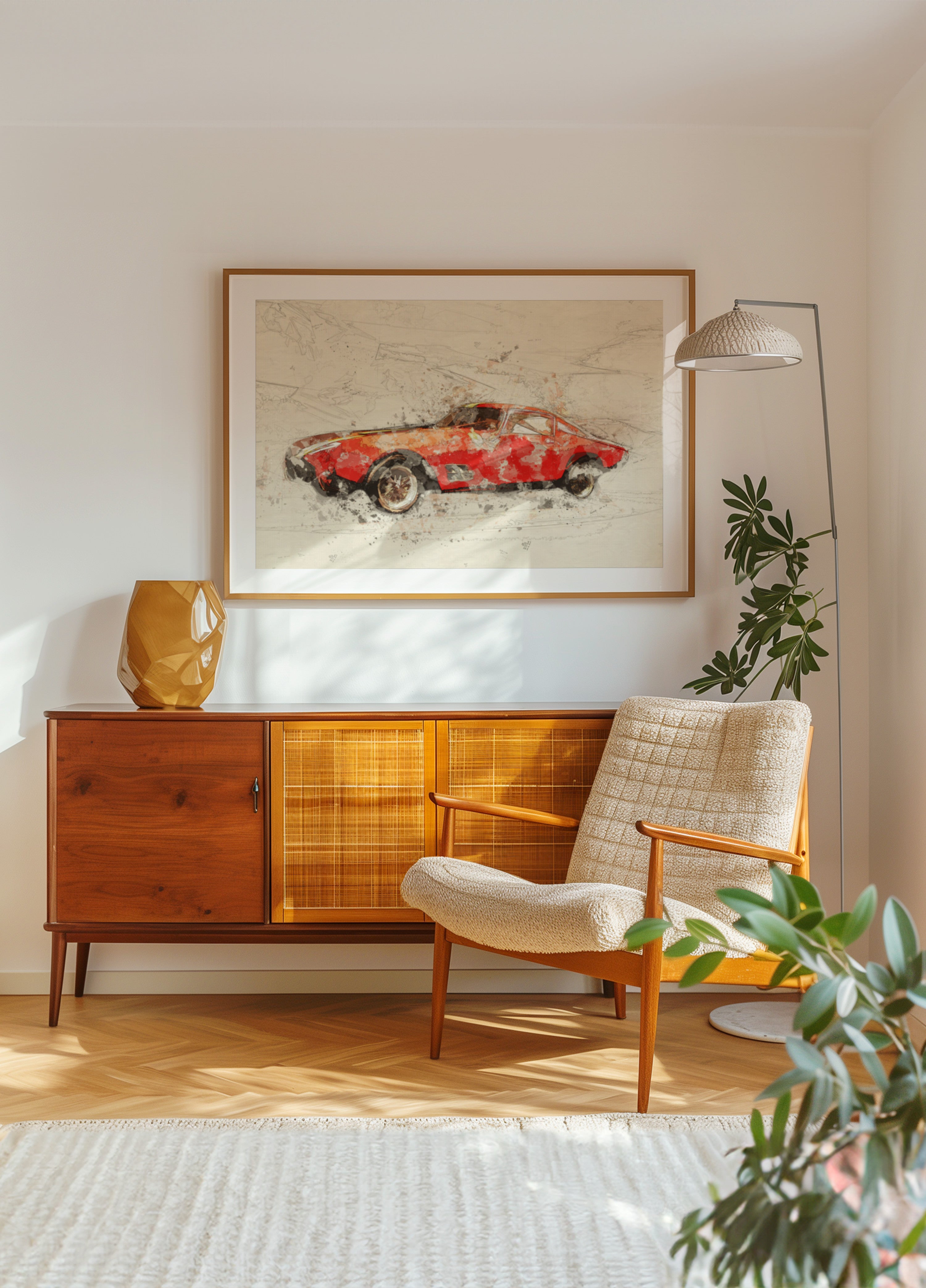 Croquis de voiture rouge classique