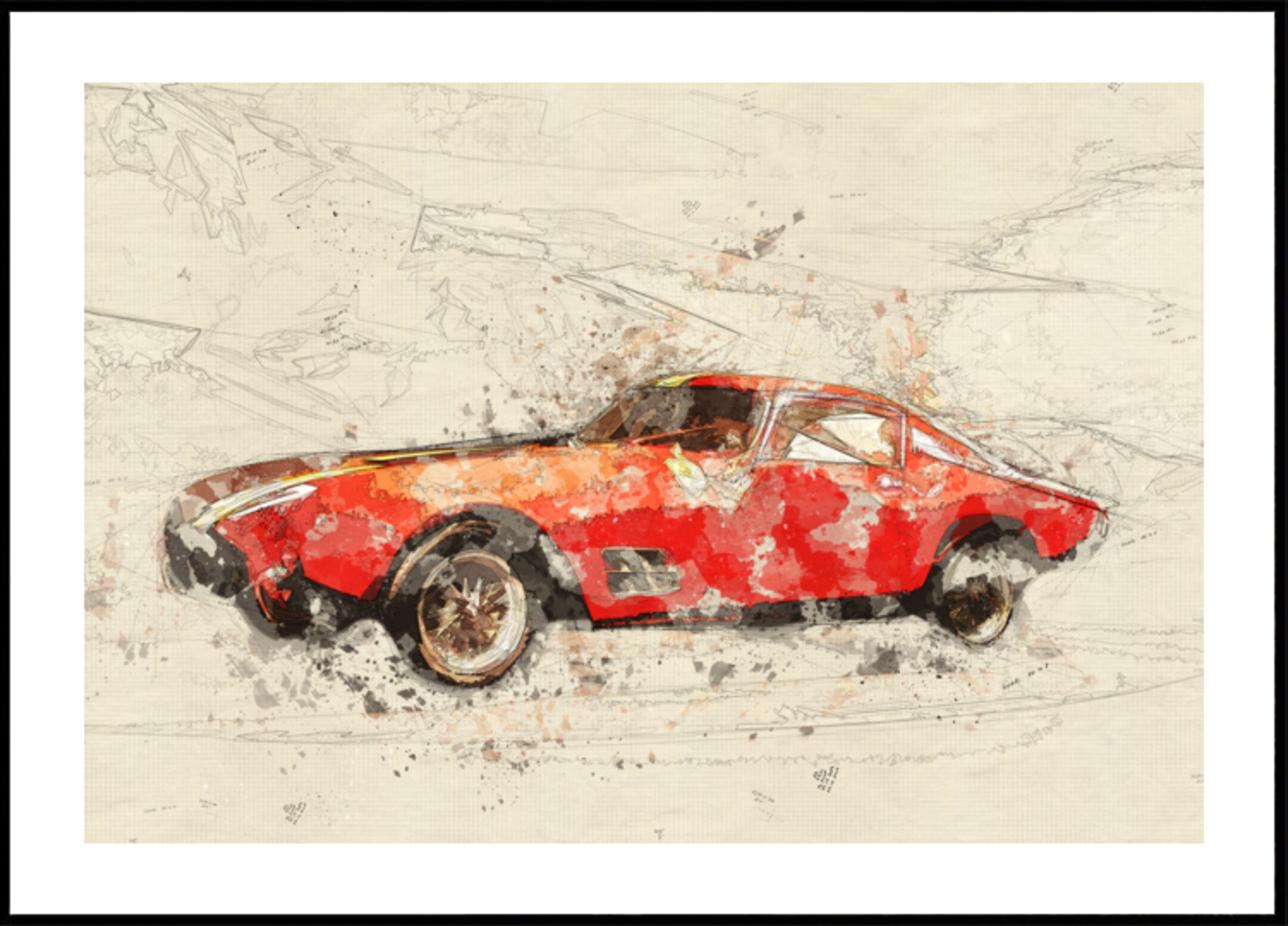 Croquis de voiture rouge classique