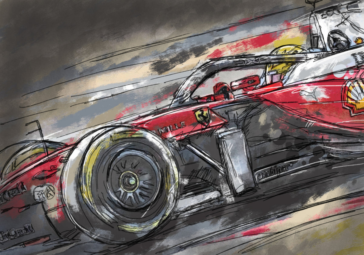 Red Race Car Sketch - Posterbox