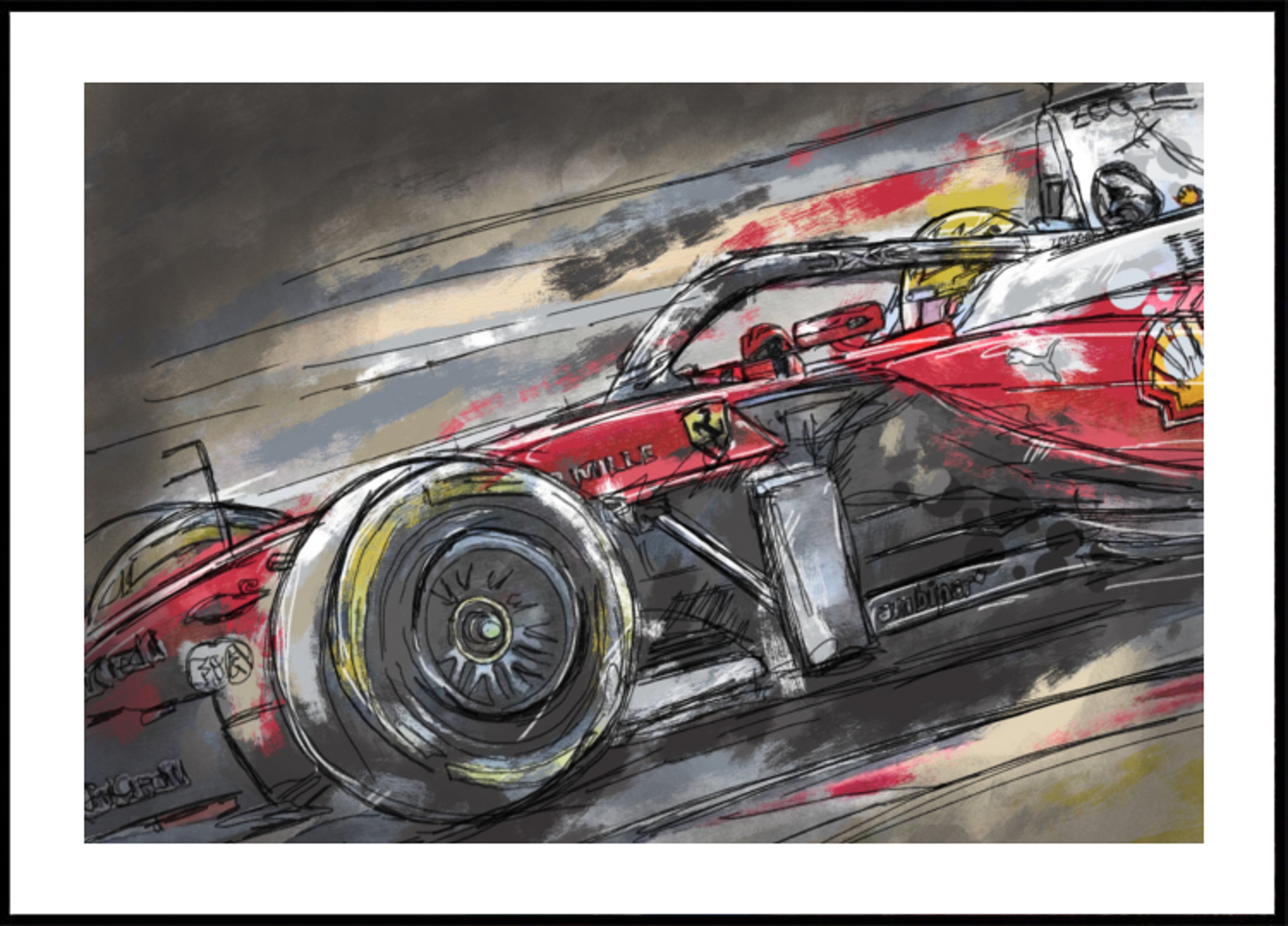 Croquis de voiture de course rouge