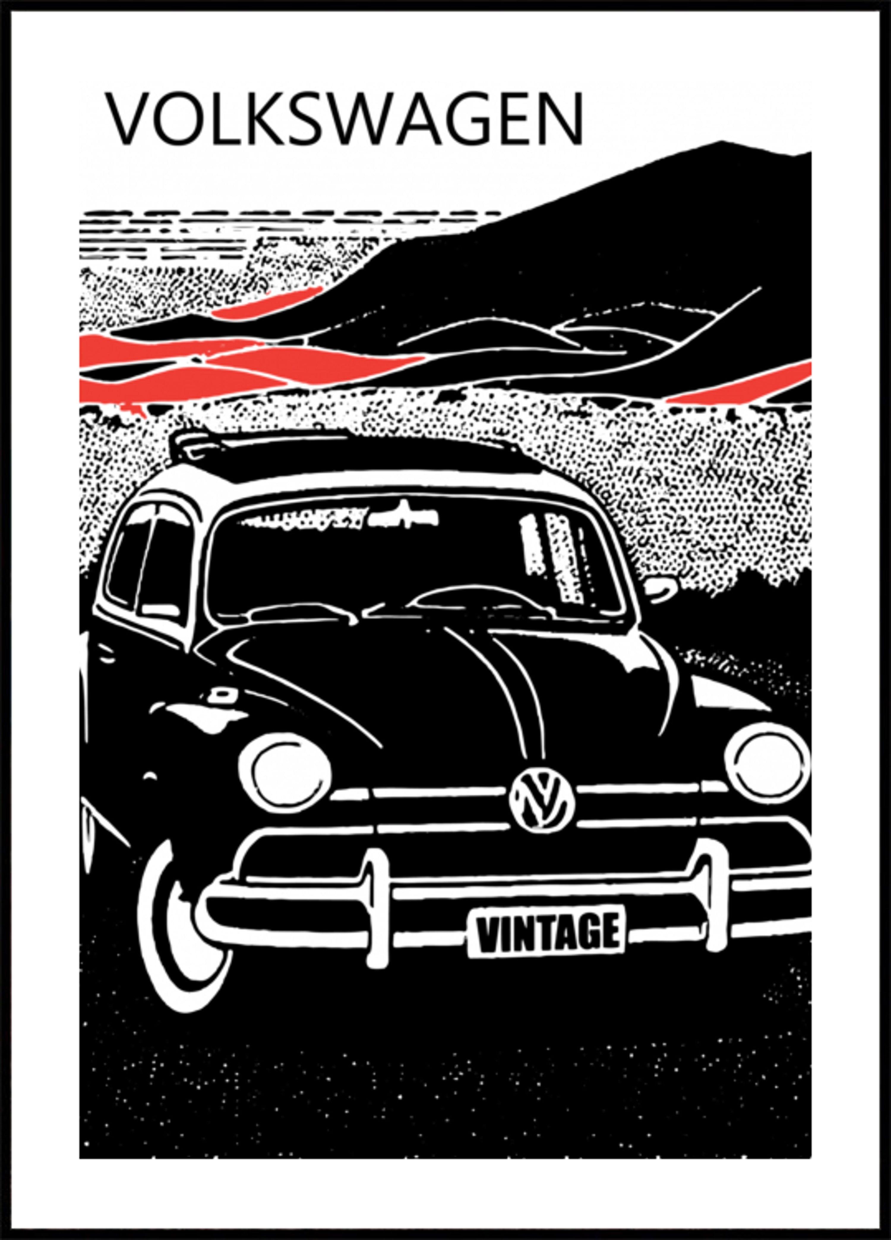 Voiture classique en montagne