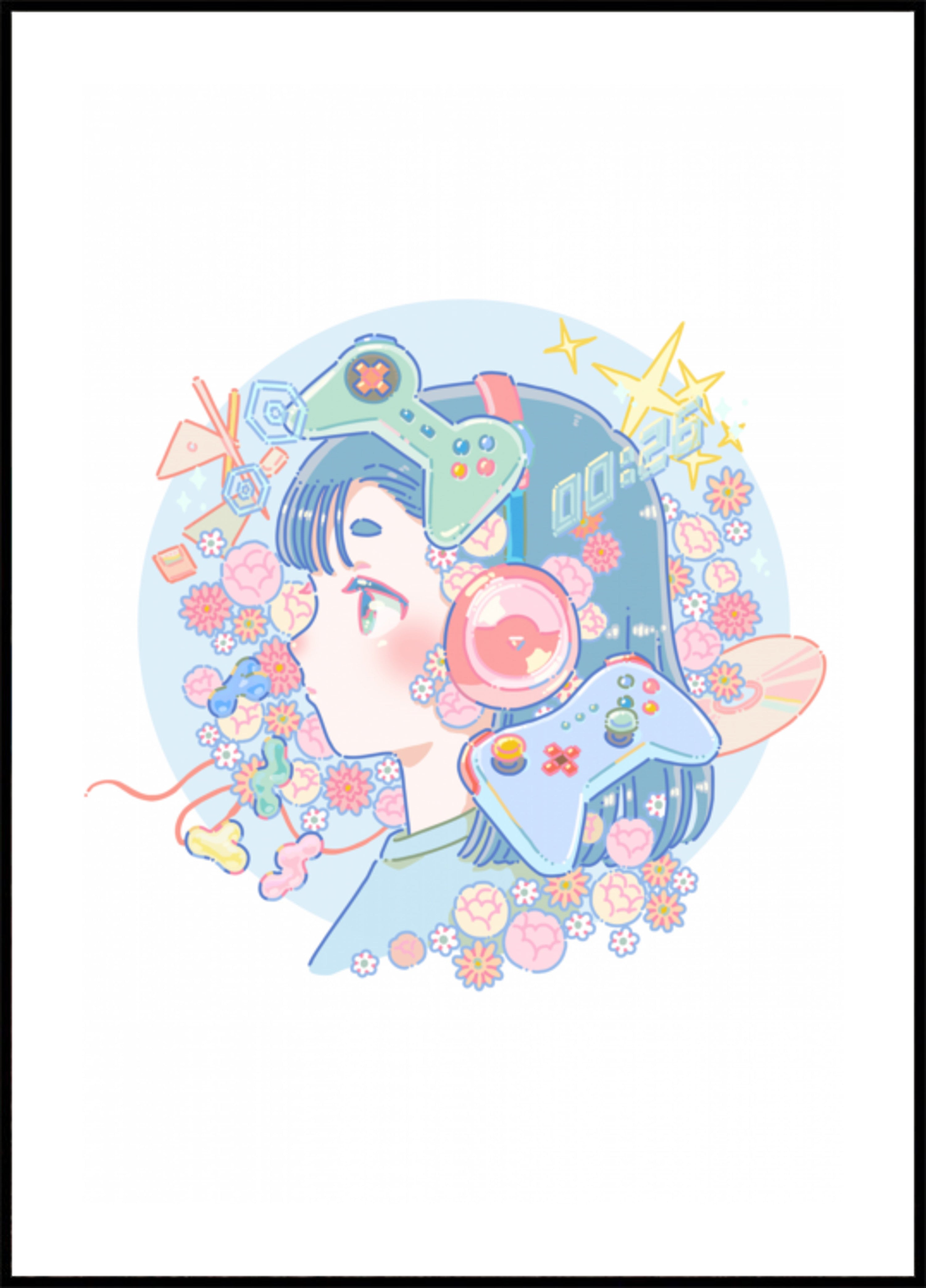 Fille de joueur pastel rêveuse