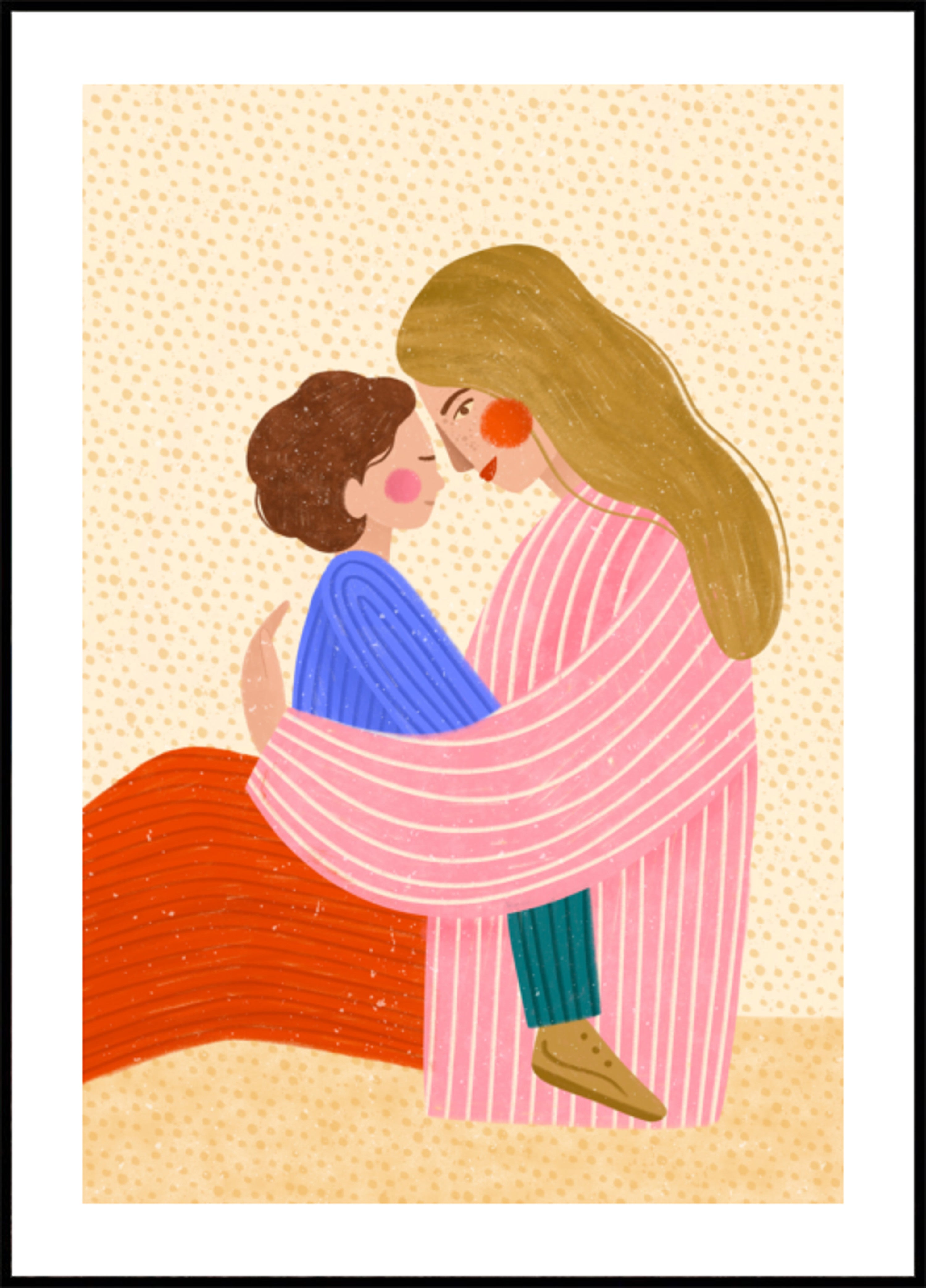 Aimer, mère, enfant, embrasser
