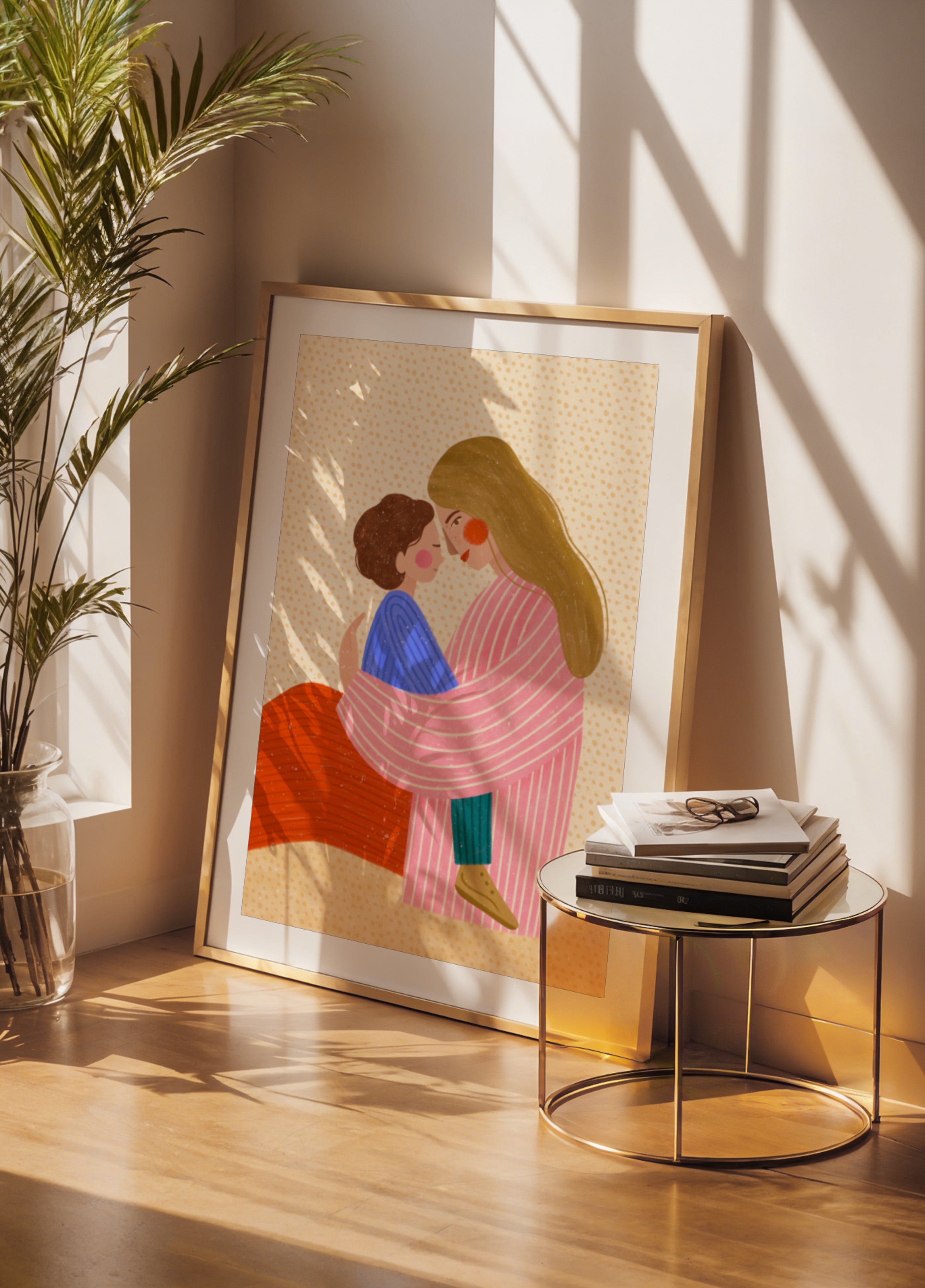 Aimer, mère, enfant, embrasser