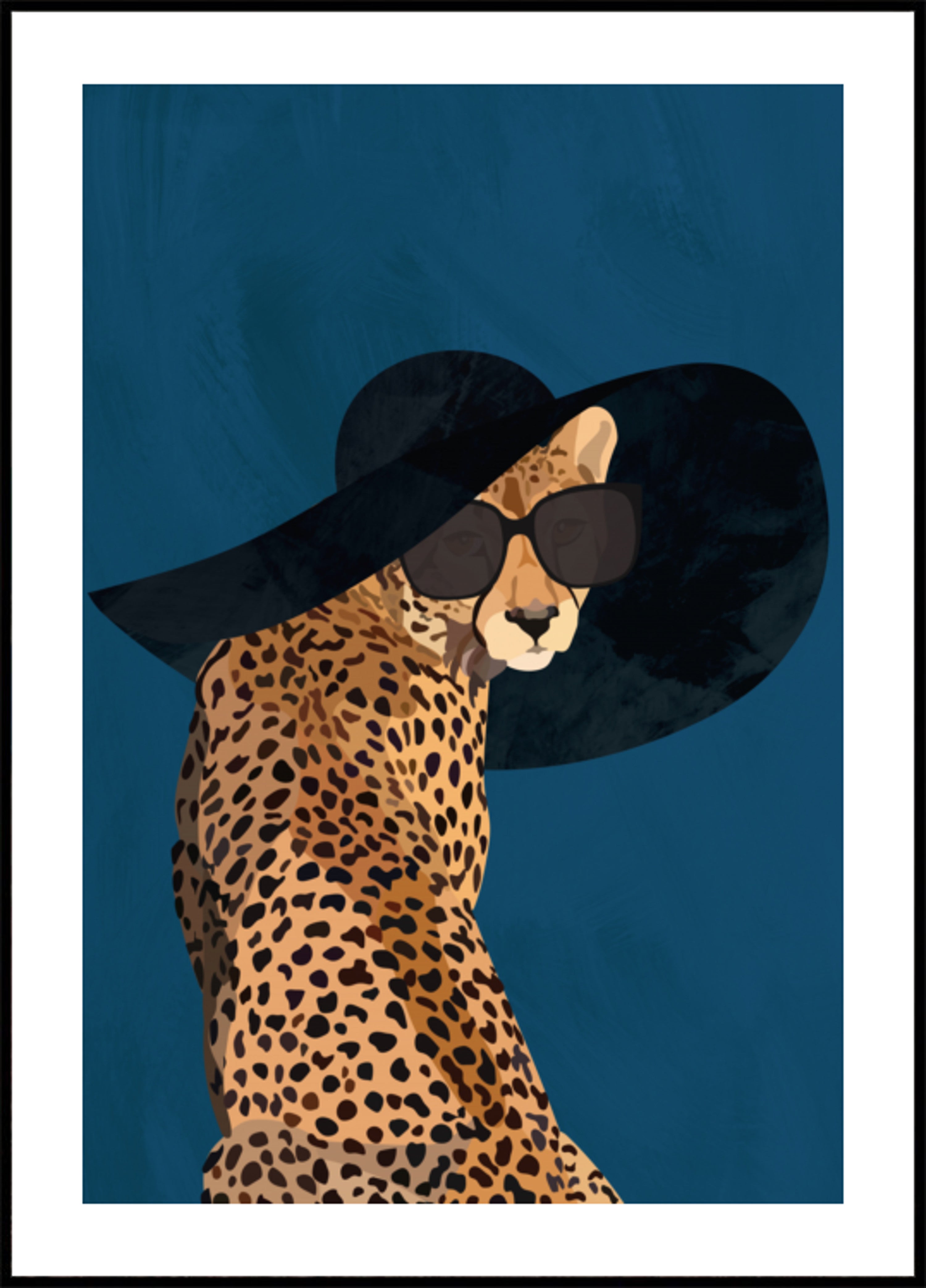 Guépard chic au chapeau