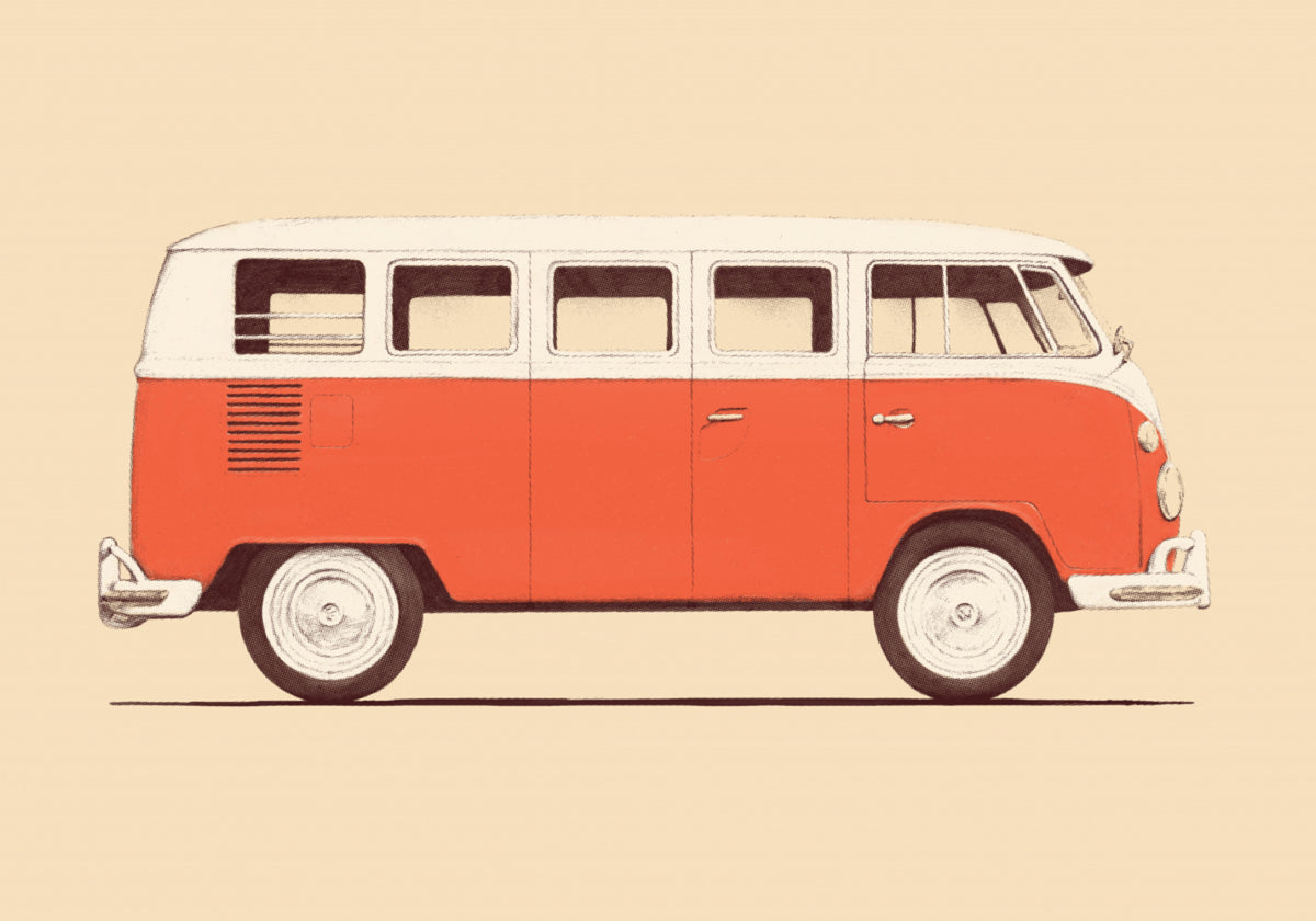 Camping-car rouge classique