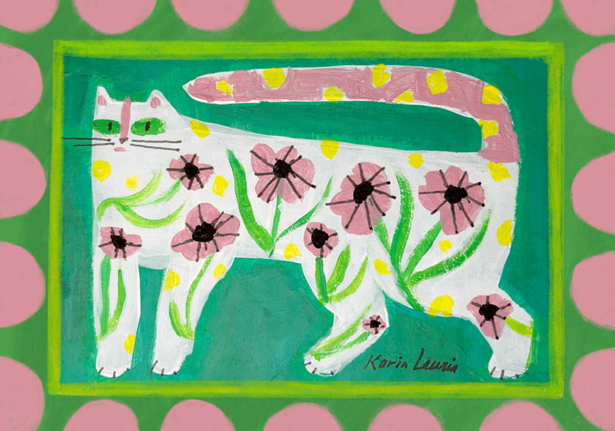 Chat fleur fantaisiste