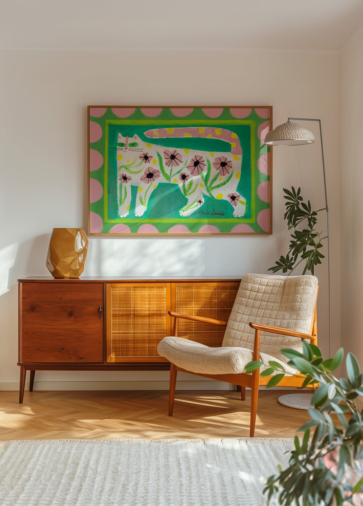 Chat fleur fantaisiste