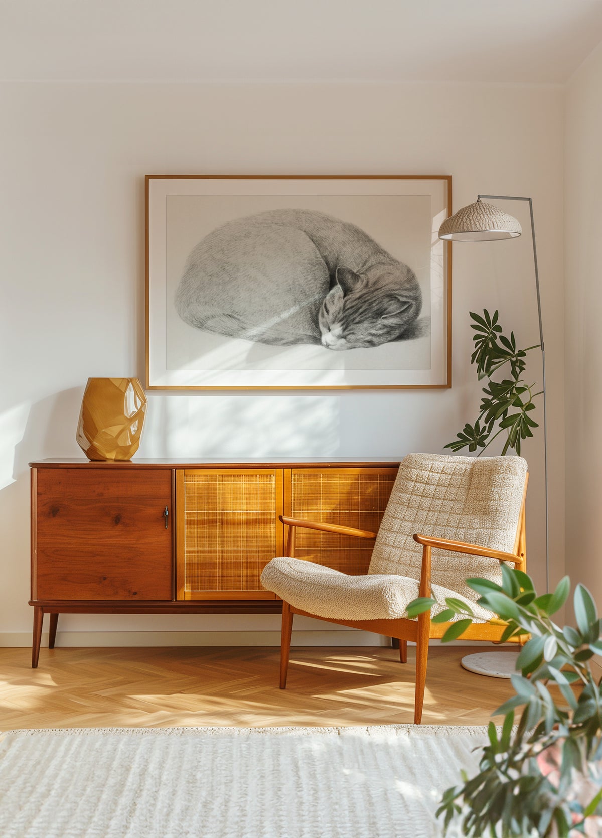 Enroulé Couché, Chat Endormi Par Jean Bernard (1775 1883)