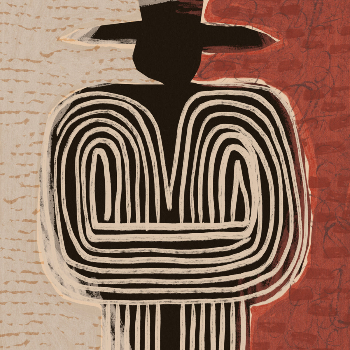 Figure tribale avec chapeau