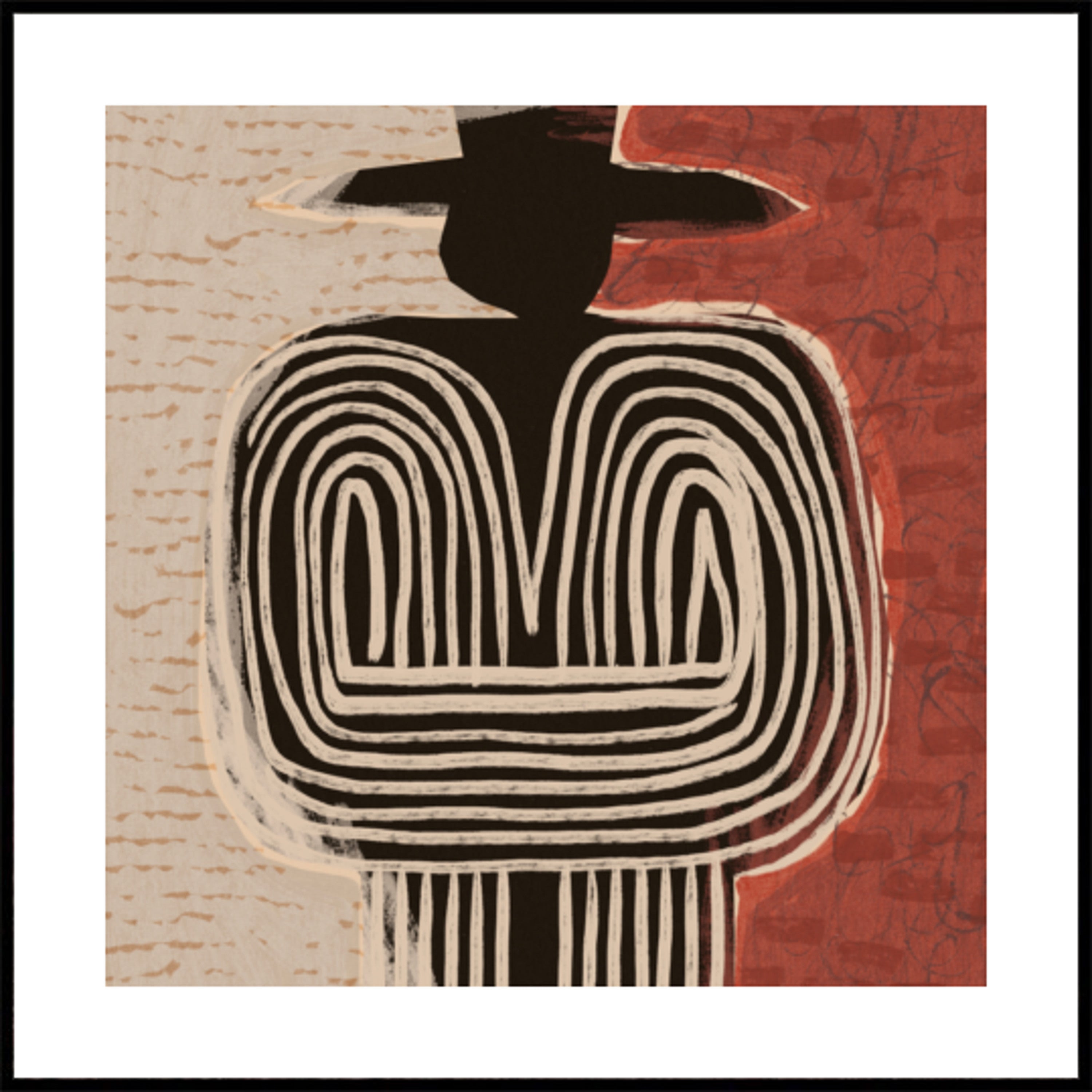 Figure tribale avec chapeau