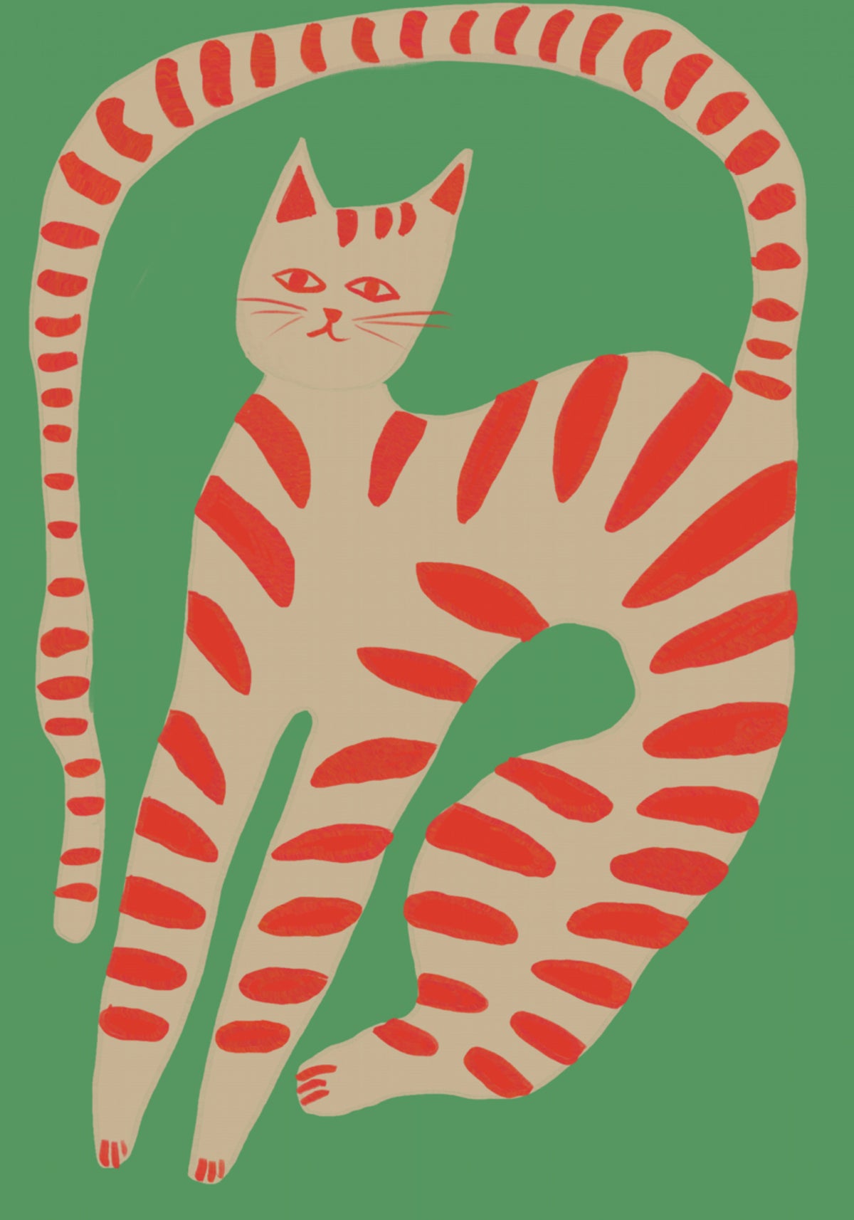 Chat rayé qui s'étire