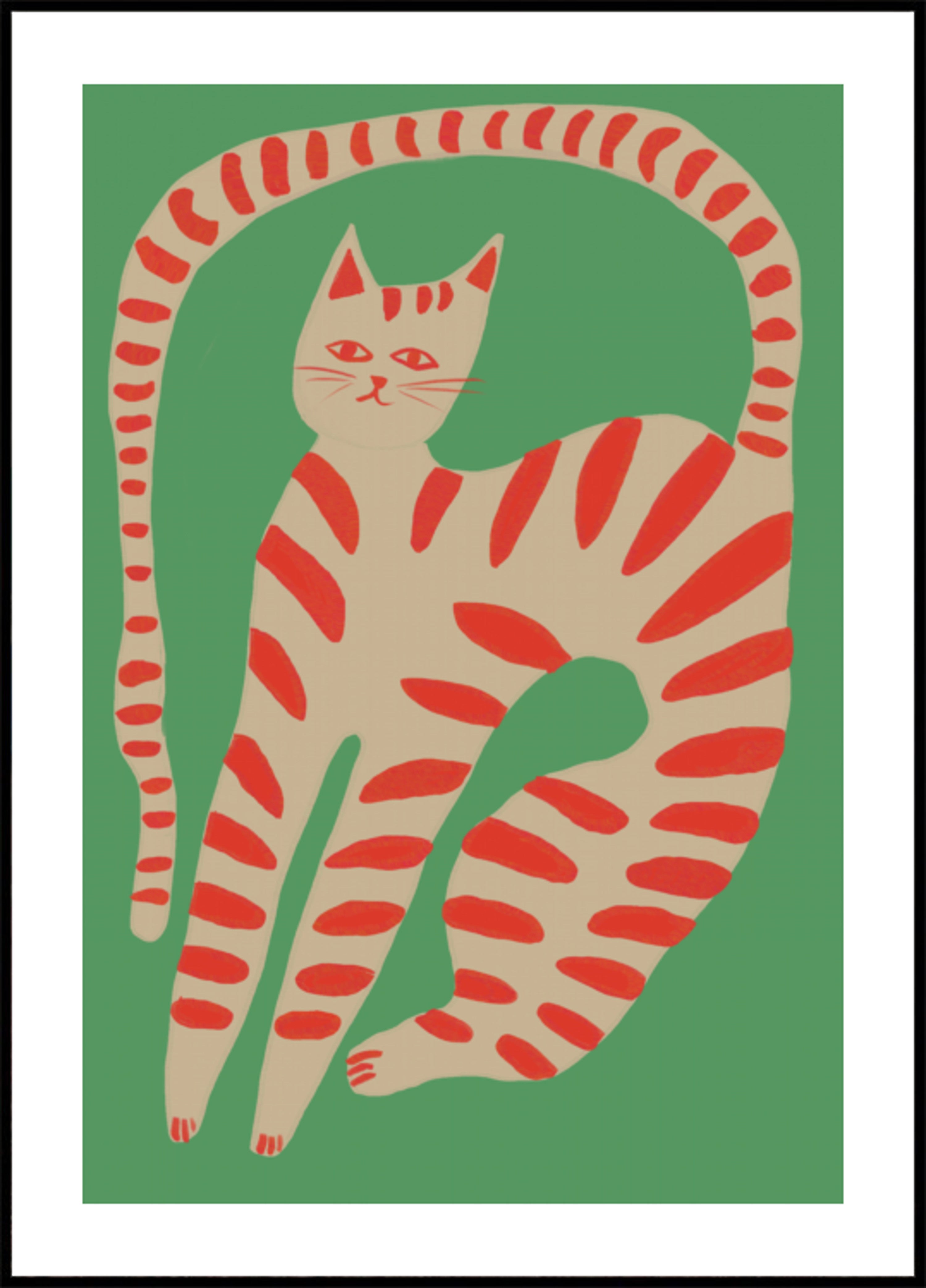 Chat rayé qui s'étire