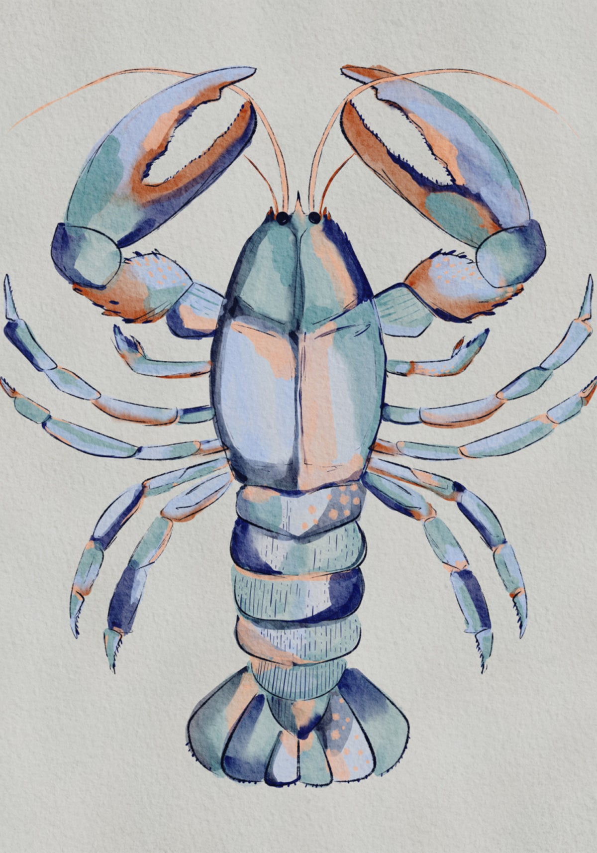 Homard bleu aquarelle