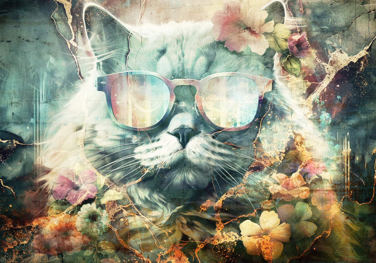 Chat floral vintage