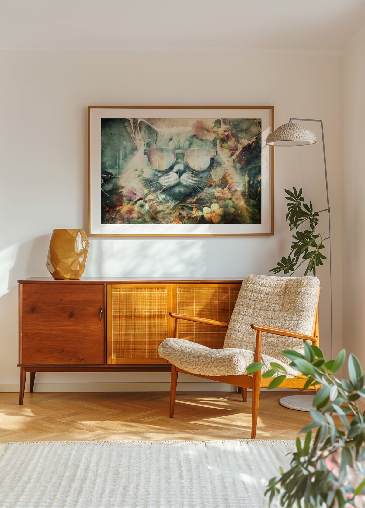 Chat floral vintage
