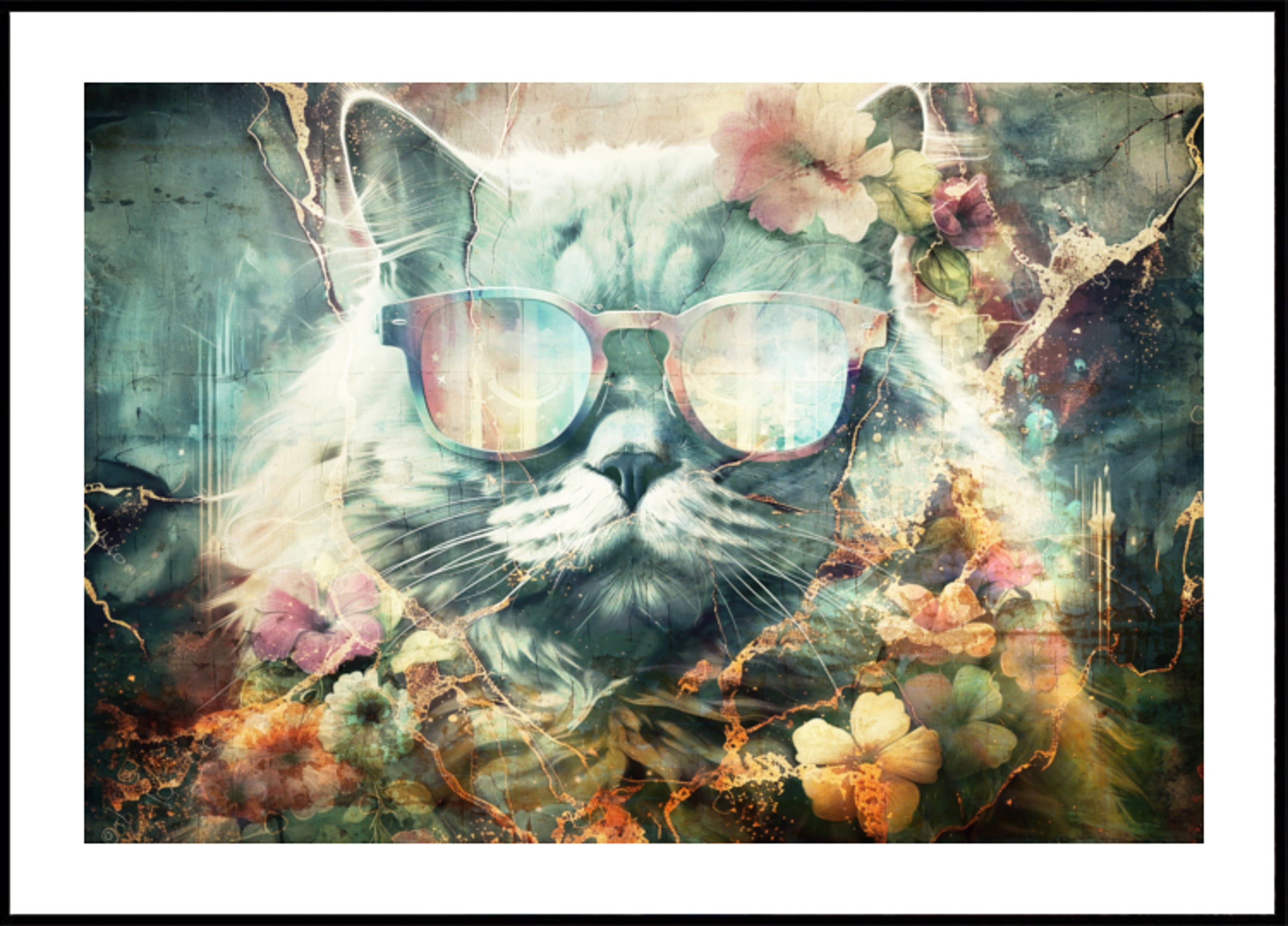Chat floral vintage