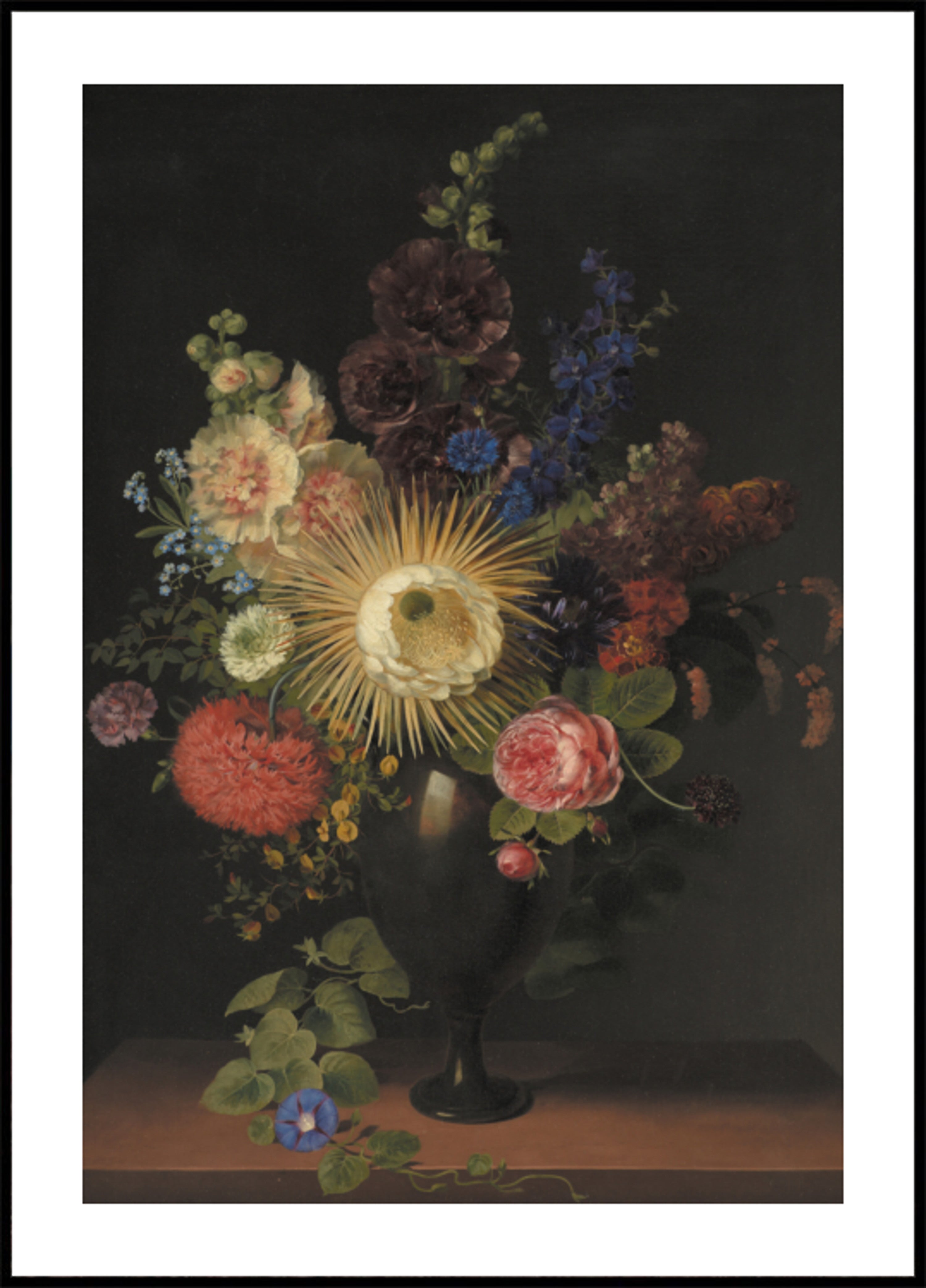 Un vase en porphyre avec cactus grandiflora et autres fleurs par C. D. Fritzsch