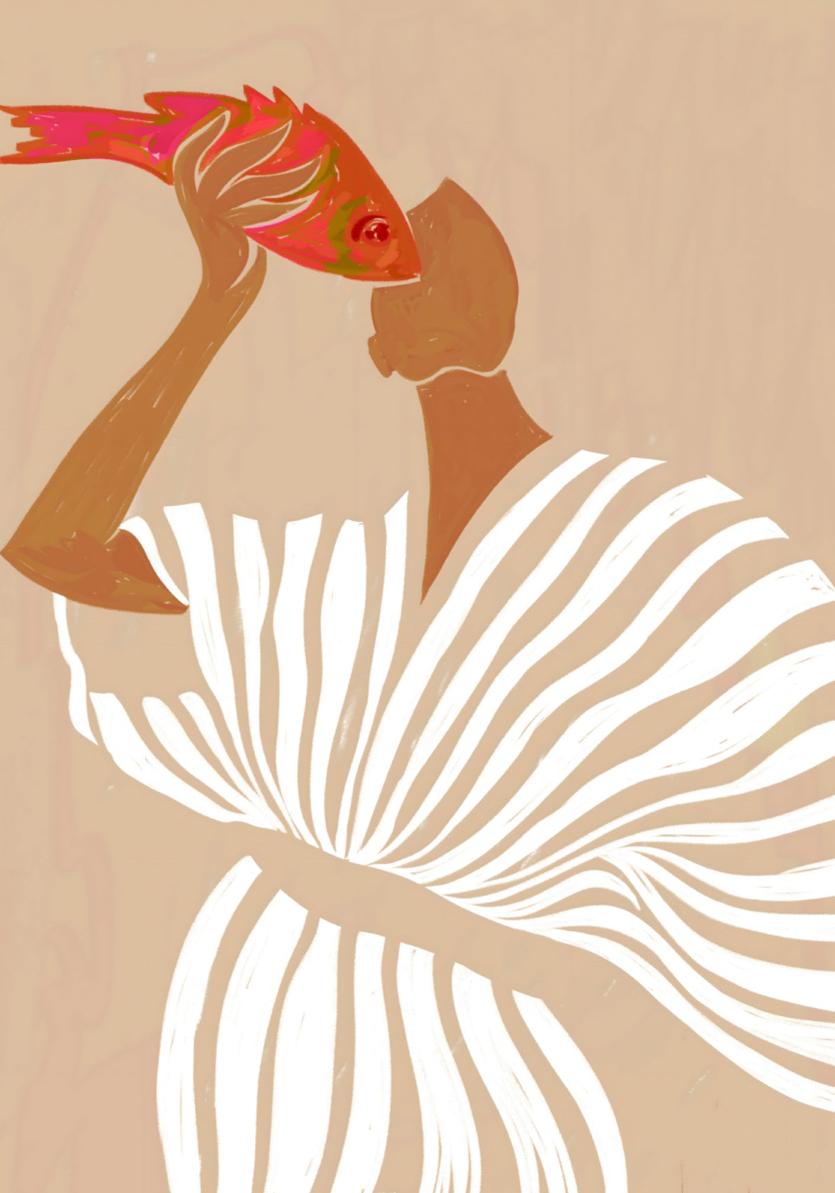 Une femme admire le poisson