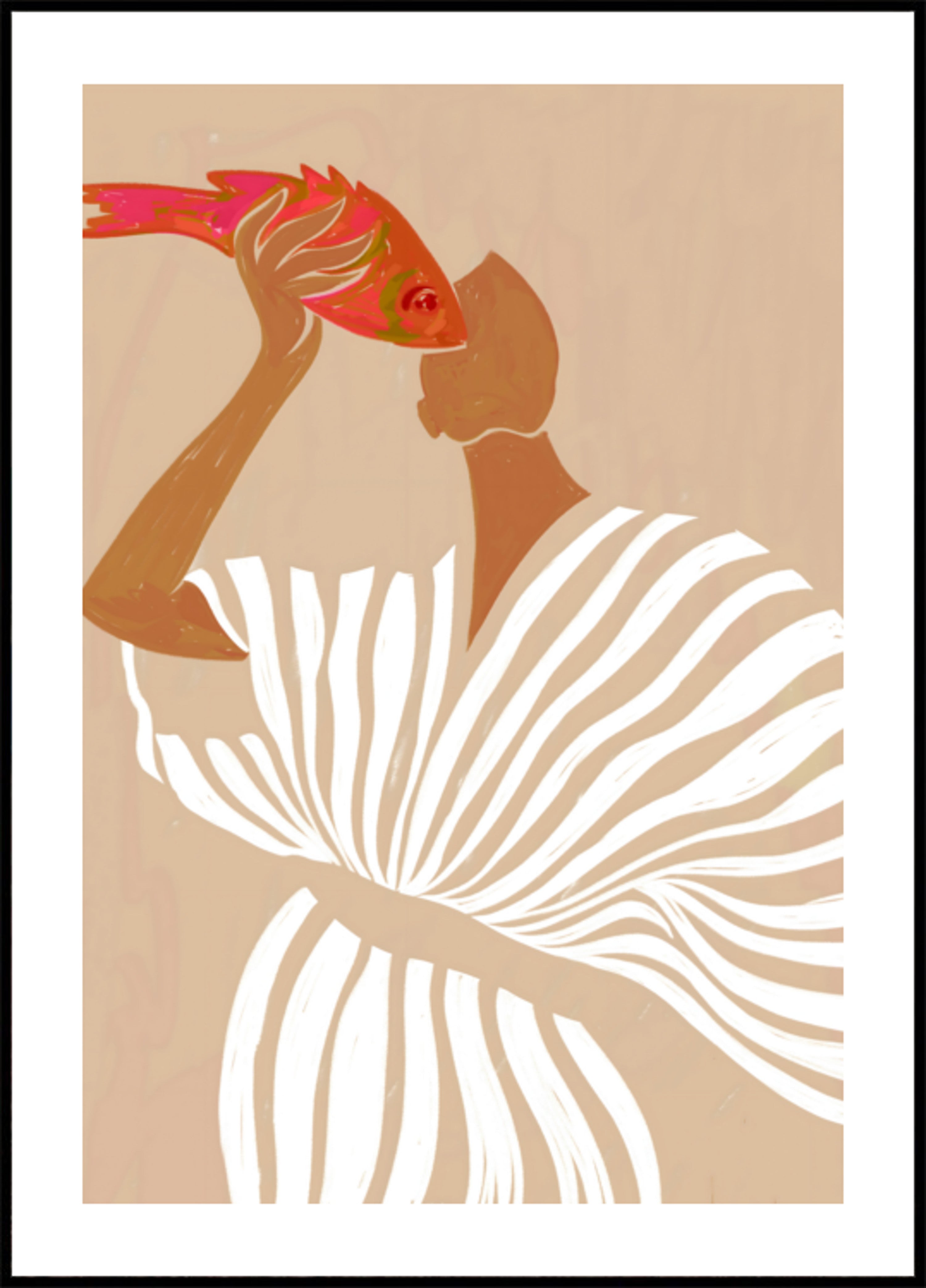 Une femme admire le poisson