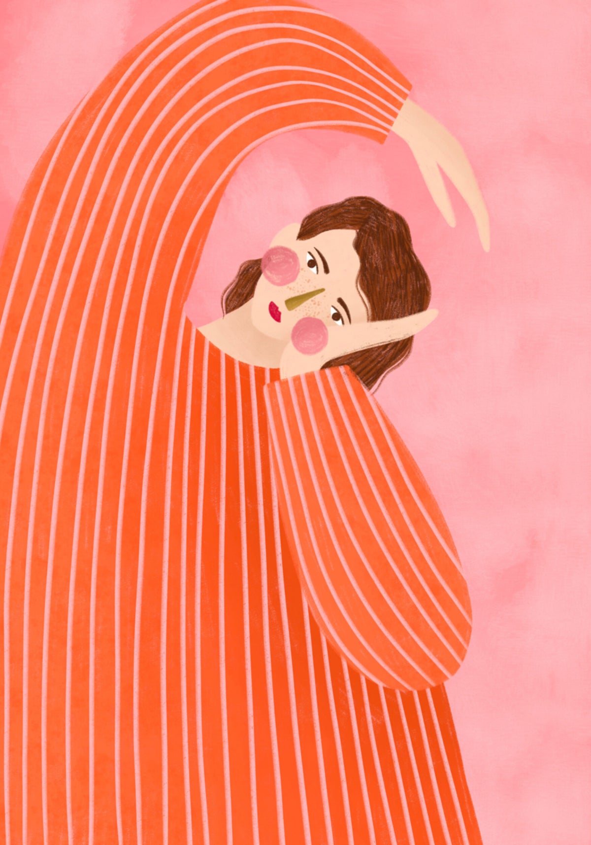 Fille réfléchie à rayures