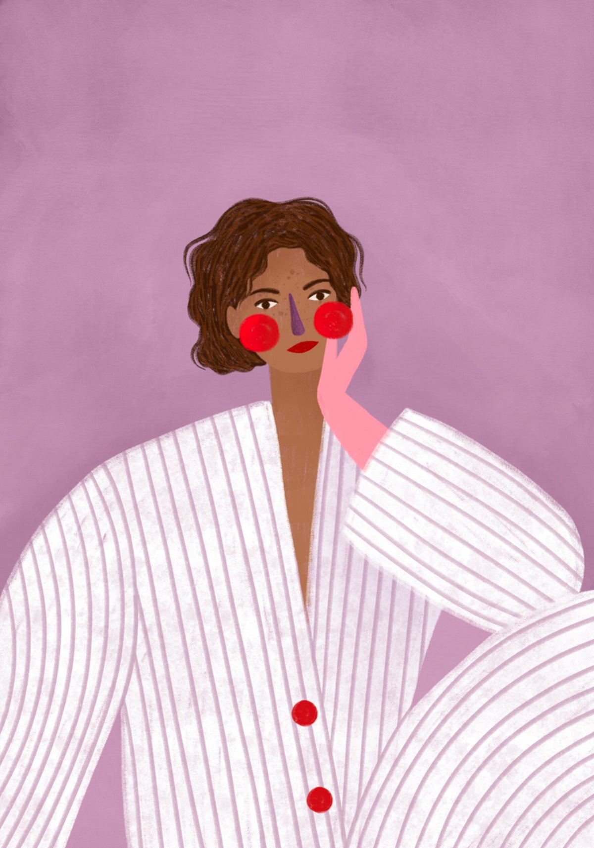 Femme rêveuse en pyjama