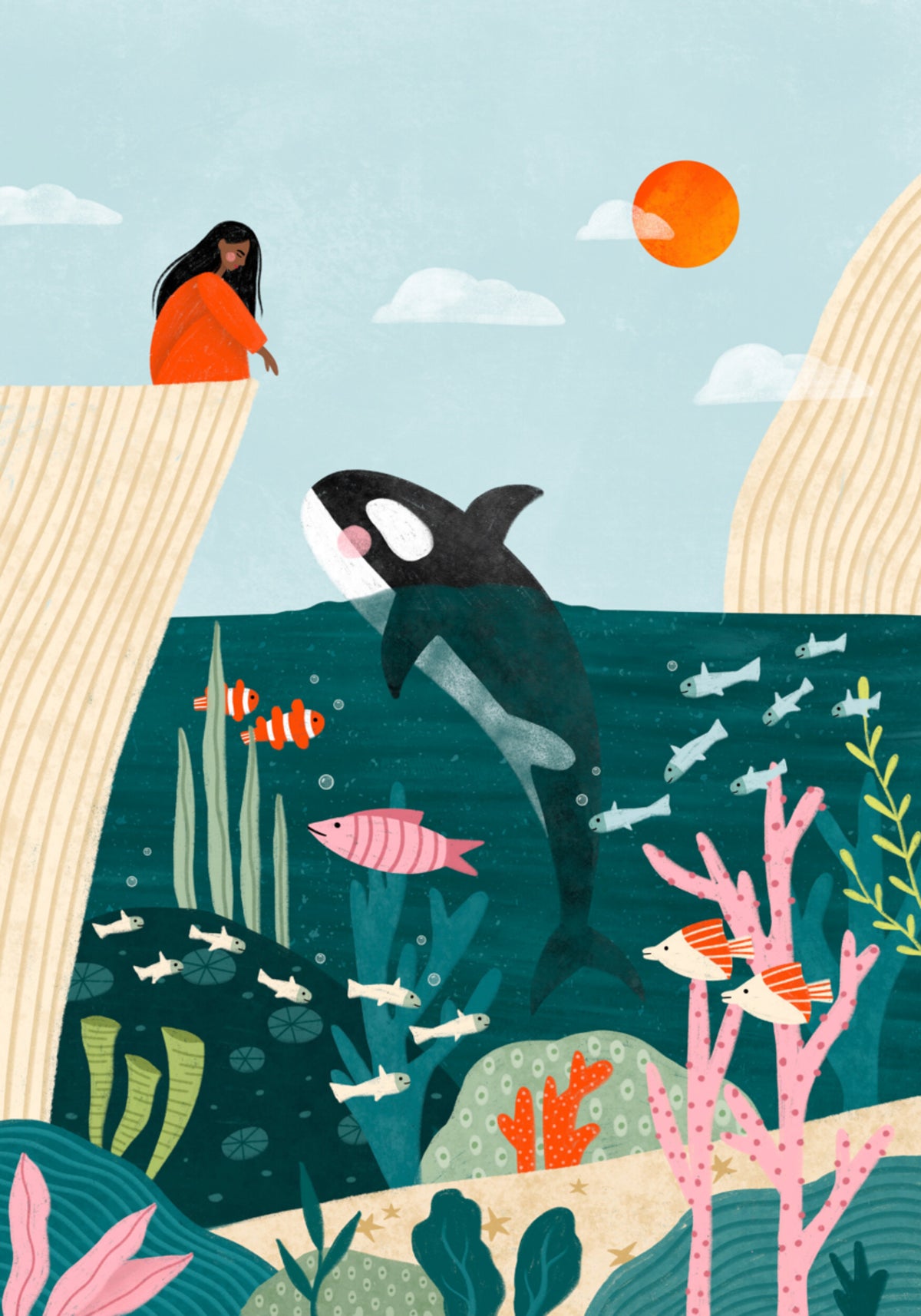 Fille regarde Ocean Life
