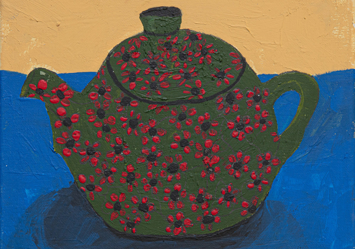 Théière Florale Verte Nature Morte