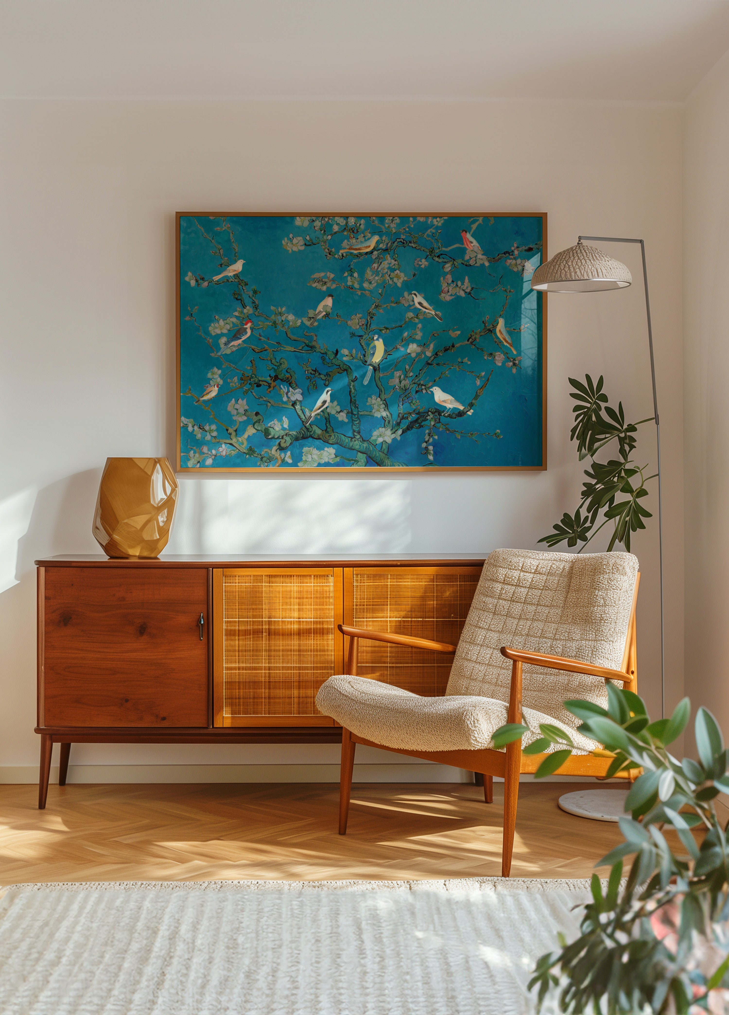Oiseaux parmi les fleurs