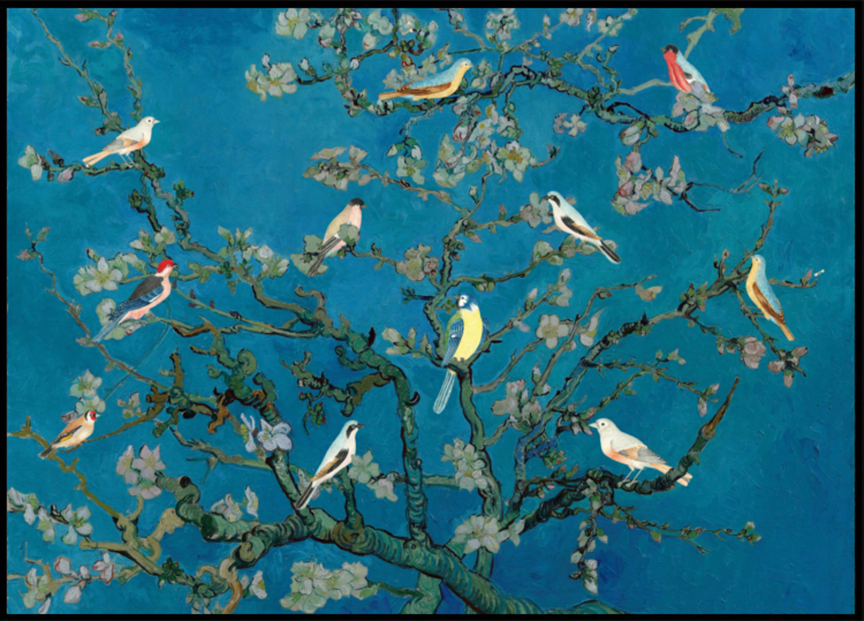 Oiseaux parmi les fleurs