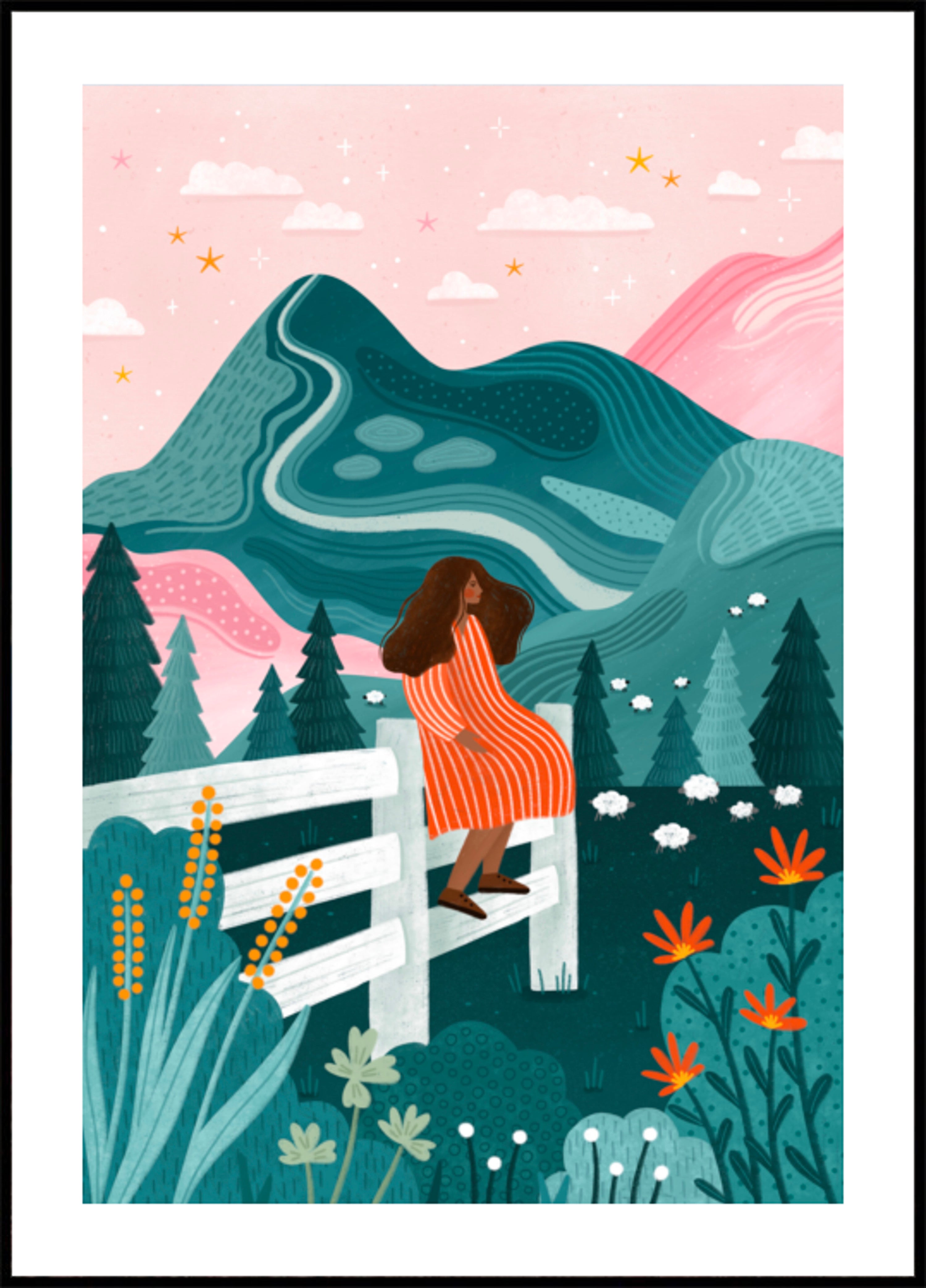 Femme Rurale Nuit Étoilée