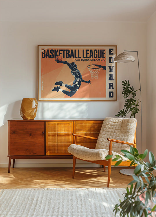 Affiche vintage de match de basket