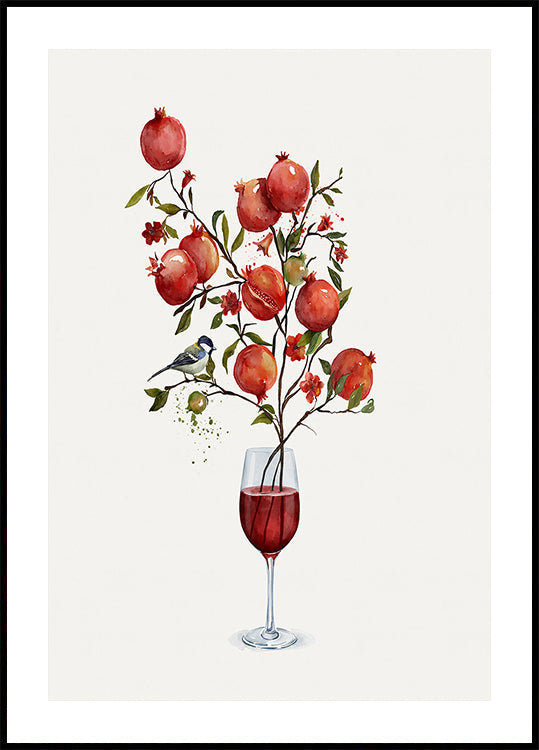 Pomegranate In a Glass of Wine (NEW) - Posterbox