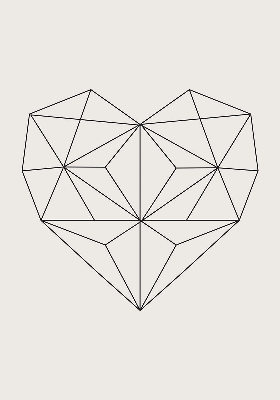 Affiche de cœur géométrique abstrait 