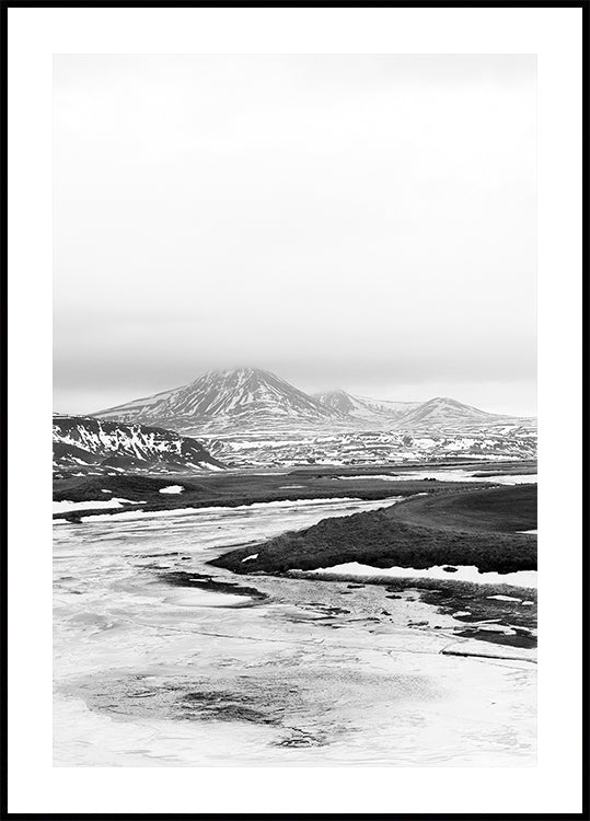 Frozen River Iceland b&amp;w Plakat - Posterbox