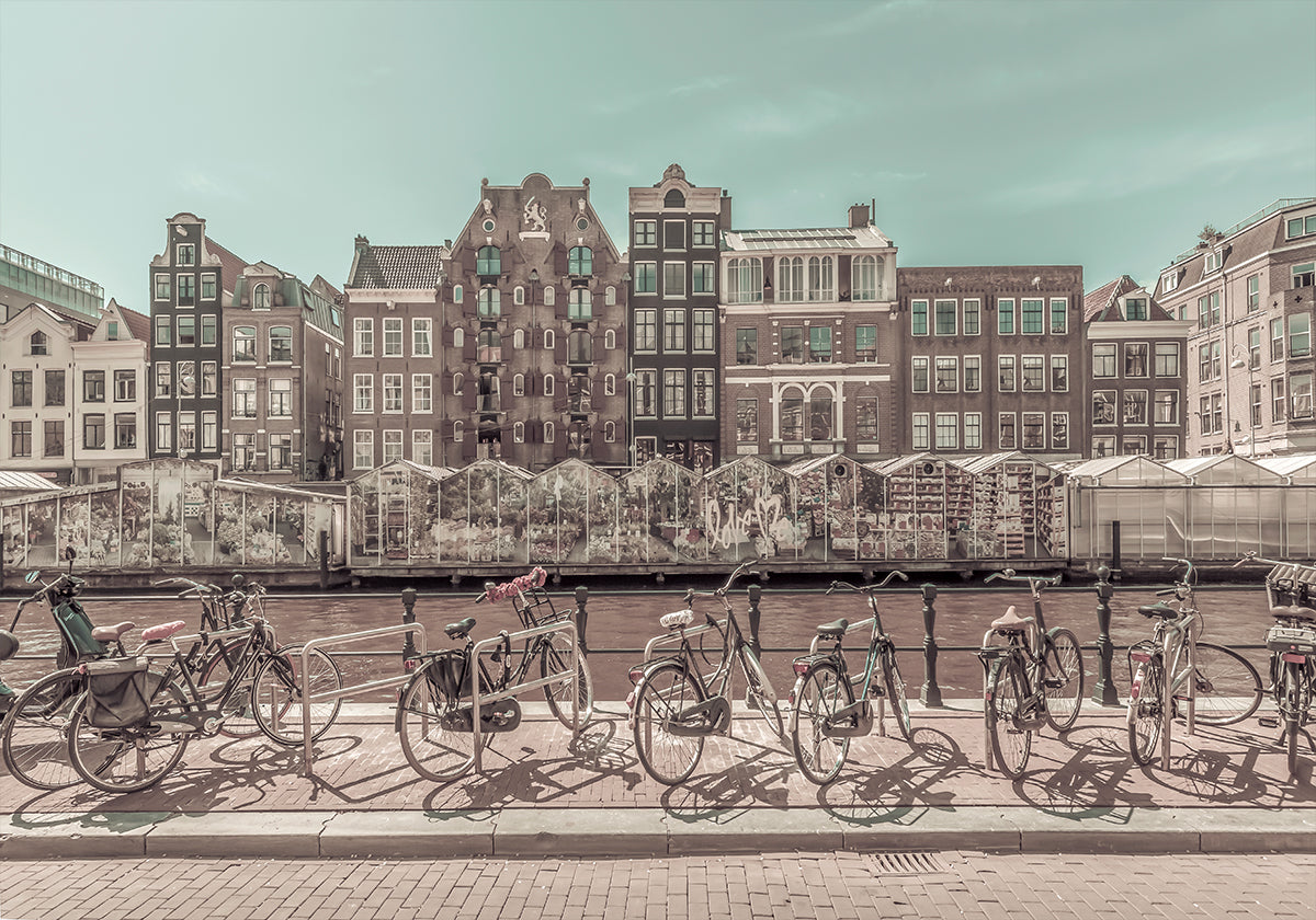 AMSTERDAM Singel Canal with Flower Market | urban vintage style Plakat - Posterbox