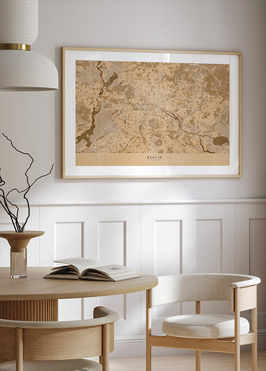 Carte vintage sépia de Berlin en Allemagne (NOUVEAU)