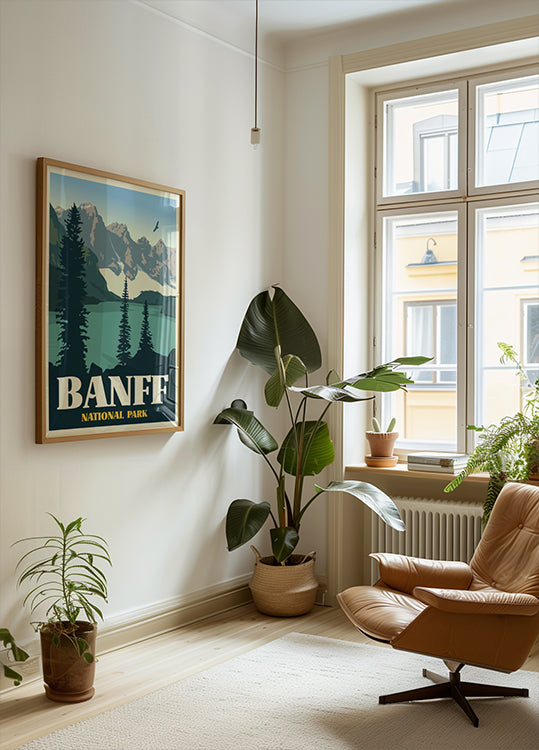 Affiche imprimée de voyage du parc national Banff