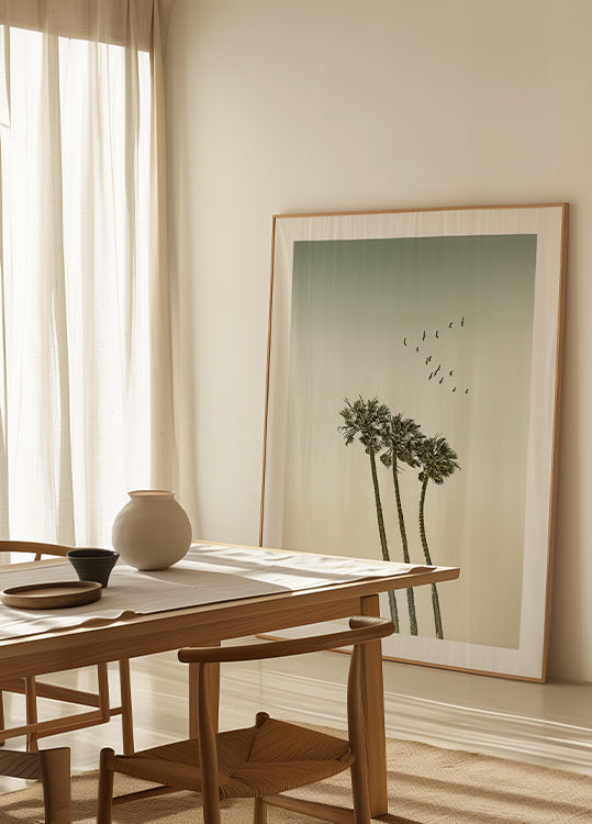 Palmiers minimalistes vintage et coucher de soleil Poster