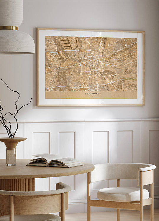 Carte vintage sépia de Dortmund Allemagne (NOUVEAU)