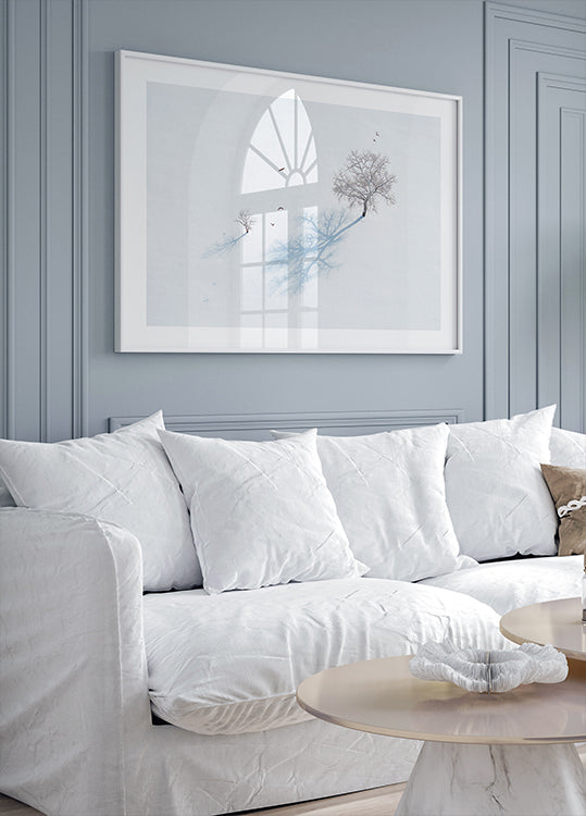 Ombres d'arbres et d'oiseaux Poster