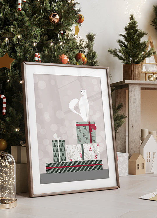 Chat rétro et cadeaux Poster