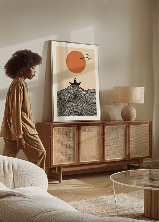 Bateau et soleil Poster