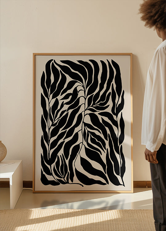 Silhouettes de feuilles noires Poster