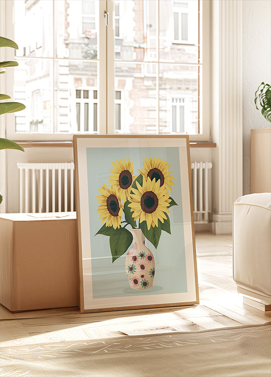 Vase de tournesols Poster