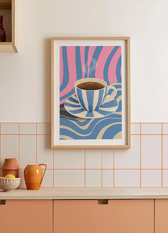 Tasse à café rayée Poster