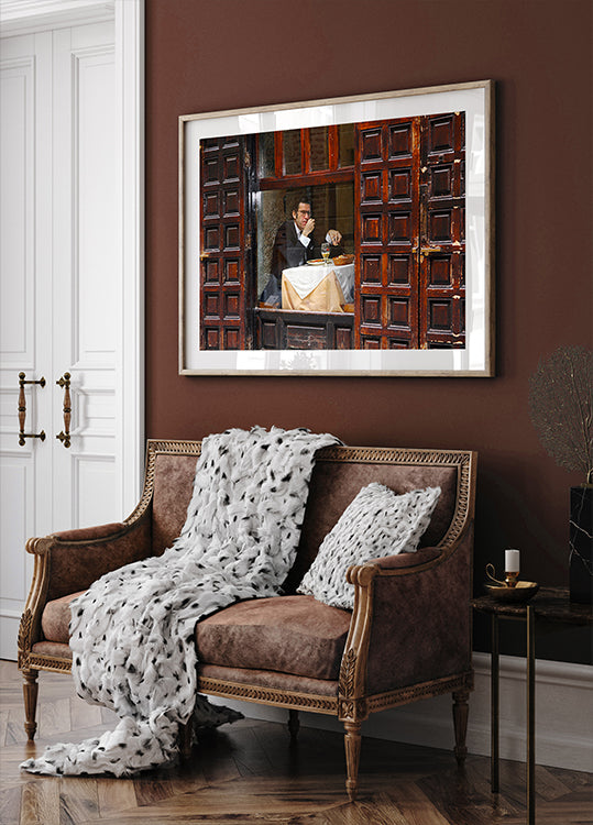 Dîner d'homme solitaire dans le quartier latin de Madrid Poster