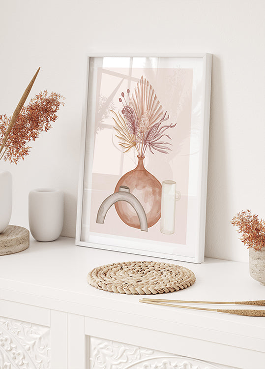 Affiche aquarelle d'un bouquet sec d'automne 