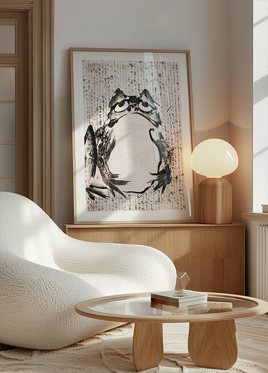 Grenouille japonaise (fin 18e 19e siècle) Encre et couleur vintage sur papier Poster